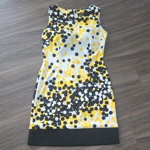 Sleeveless Ronnie Nicole Yellow and Black Polka Dot Dress